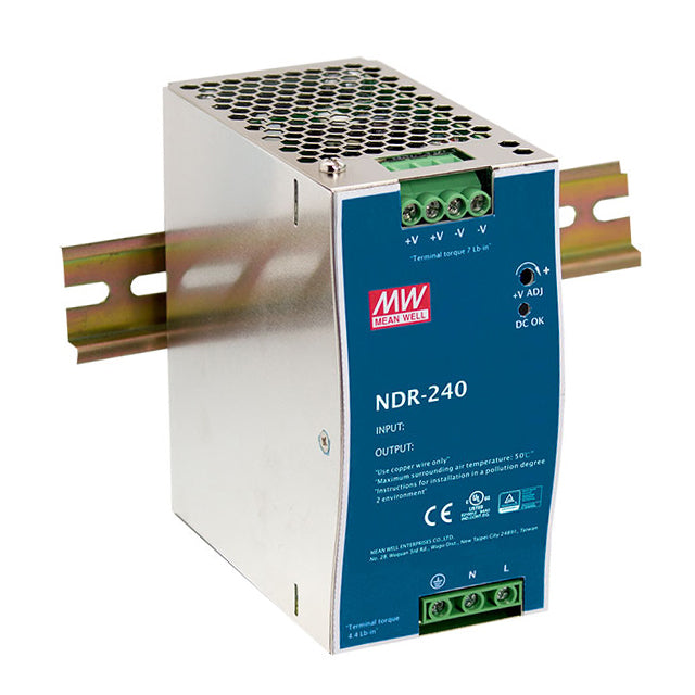 NDR-240-24 | 240W, 24V, 10A 1-phase DIN Rail Power Supply