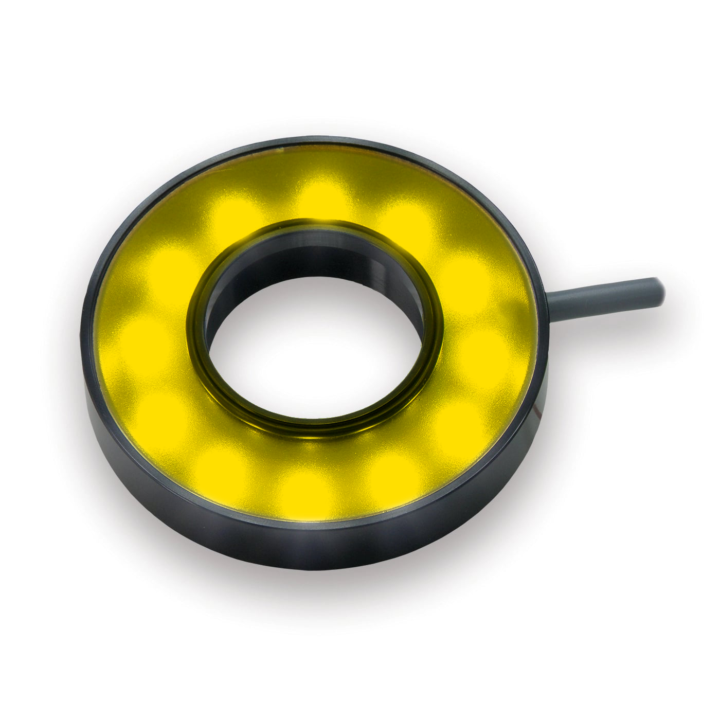 RL121-59024 Small High Dispersion Bright Field Ring Light, 590nm Amber, 24 Volt Driver| Advanced Illumination