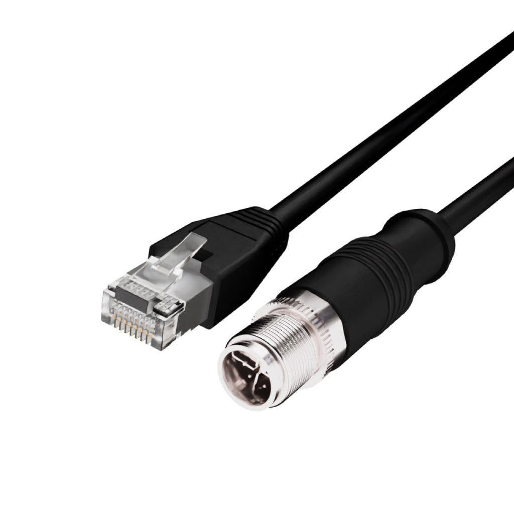 CEI MI-1-5-L0-15M Cable, RJ45 Straight to M12 8 Pole Male X-Coded, 15 Meters